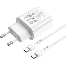Зарядний пристрій HOCO N22 Jetta USB-C PD25W + cable USB-C to USB-C White (6931474760081) - Фото
