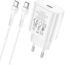 Зарядний пристрій HOCO N22 Jetta USB-C PD25W + cable USB-C to USB-C White (6931474760081) - Фото