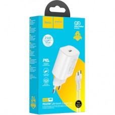 Зарядний пристрій HOCO N22 Jetta USB-C PD25W + cable USB-C to USB-C White (6931474760081) - Фото