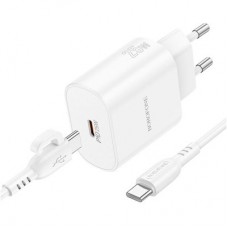 Зарядний пристрій BOROFONE BA82A Platinum USB-C PD25W + cable USB-C to USB-C White (6941991112270) - Фото