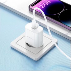 Зарядний пристрій BOROFONE BA82A Platinum USB-C PD25W + cable USB-C to USB-C White (6941991112270) - Фото