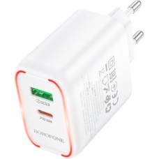Зарядний пристрій BOROFONE BA89A Destello 1xUSB-C PD30W + 1xUSB QC 3.0 White (6941991119361) - Фото