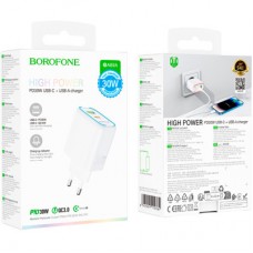 Зарядний пристрій BOROFONE BA89A Destello 1xUSB-C PD30W + 1xUSB QC 3.0 White (6941991119361) - Фото