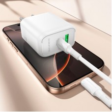 Зарядний пристрій BOROFONE BA89A Destello 1xUSB-C PD30W + 1xUSB QC 3.0 White (6941991119361) - Фото