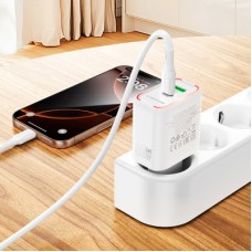 Зарядний пристрій BOROFONE BA89A Destello 1xUSB-C PD30W + 1xUSB QC 3.0 White (6941991119361) - Фото