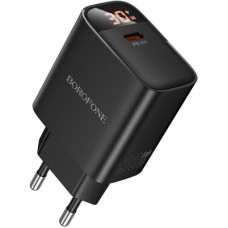 Зарядний пристрій BOROFONE BA97A Ilustre USB-C PD30W digital display Black (6941991120480) - Фото