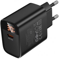 Зарядний пристрій BOROFONE BA97A Ilustre USB-C PD30W digital display Black (6941991120480) - Фото