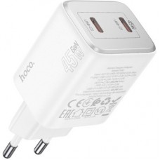 Зарядний пристрій HOCO N42 Elogiado 2xUSB-C PD45W + cable USB-C to Lightning White (6942007617116) - Фото