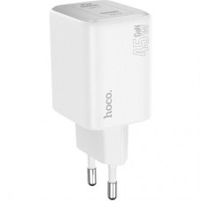 Зарядний пристрій HOCO N42 Elogiado 2xUSB-C PD45W + cable USB-C to Lightning White (6942007617116) - Фото