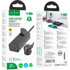 Зарядний пристрій HOCO NS4 Sharp desktop socket 2xUSB-C + USB-A PD65W Black (6942007617352) - Фото