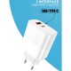 Зарядний пристрій WUW C209 1xUSB-C PD45W + 1xUSB QC3.0 18 White (WUW-C209)