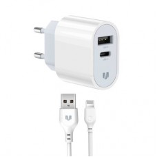 Зарядное устройство MadeInFuture MFS12 12W 1xUSB-A + 1xUSB-C + cable USB-A to Lightning White (MIF82823)