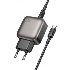 Зарядний пристрій BOROFONE BAS54A Absolute 1xUSB-C PD20W + 1xUSB QC 3.0 + cable USB-C to USB-C Black - Фото