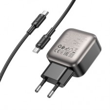 Зарядний пристрій BOROFONE BAS54A Absolute 1xUSB-C PD20W + 1xUSB QC 3.0 + cable USB-C to USB-C Black - Фото