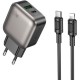 Зарядний пристрій BOROFONE BAS54A Absolute 1xUSB-C PD20W + 1xUSB QC 3.0 + cable USB-C to Lightning Black