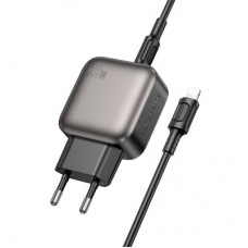 Зарядний пристрій BOROFONE BAS54A Absolute 1xUSB-C PD20W + 1xUSB QC 3.0 + cable USB-C to Lightning Black Зарядний пристрій BOROFONE BAS54A Absolute 1xUSB-C PD20W + 1xUSB QC 3.0 + cable USB-C to Lightning Black - Фото