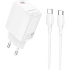 Зарядний пристрій BOROFONE BN26 Fuente USB-C PD20W + cable USB-C to USB-C White (6941991120251) - Фото