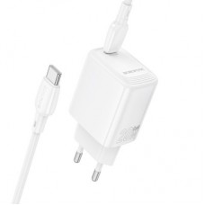 Зарядний пристрій BOROFONE BN26 Fuente USB-C PD20W + cable USB-C to USB-C White (6941991120251) - Фото