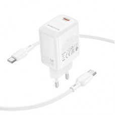 Зарядний пристрій BOROFONE BN26 Fuente USB-C PD20W + cable USB-C to USB-C White (6941991120251) - Фото