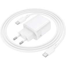 Зарядний пристрій BOROFONE BN26 Fuente USB-C PD20W + cable USB-C to USB-C White (6941991120251) - Фото