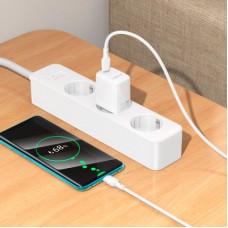 Зарядний пристрій BOROFONE BN26 Fuente USB-C PD20W + cable USB-C to USB-C White (6941991120251) - Фото