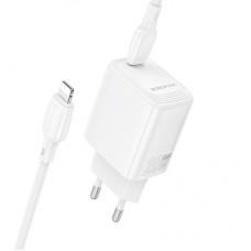 Зарядний пристрій BOROFONE BN26 Fuente USB-C PD20W + cable USB-C to Lightning White (6941991120244) - Фото
