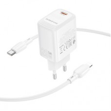 Зарядний пристрій BOROFONE BN26 Fuente USB-C PD20W + cable USB-C to Lightning White (6941991120244) - Фото