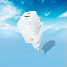 Зарядний пристрій BOROFONE BN27 Fuente 1xUSB-C PD20W + 1xUSB QC 3.0 White (6941991120268) - Фото