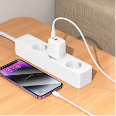 Зарядний пристрій BOROFONE BN27 Fuente 1xUSB-C PD20W + 1xUSB QC 3.0 White (6941991120268) - Фото