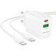 Зарядний пристрій BOROFONE BN27 Fuente 1xUSB-C PD20W + 1xUSB QC 3.0 + cable USB-C to USB-C White