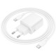 Зарядний пристрій BOROFONE BN27 Fuente 1xUSB-C PD20W + 1xUSB QC 3.0 + cable USB-C to USB-C White