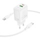 Зарядний пристрій BOROFONE BN27 Fuente 1xUSB-C PD20W + 1xUSB QC 3.0 + cable USB-C to USB-C White