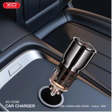 Зарядний пристрій XO CC58 USB-C PD65W + USB-A 30 W Gray (CC58_Tarnish) - Фото