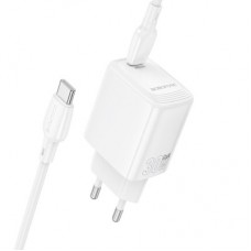 Зарядний пристрій BOROFONE BN28 Fuente USB-C PD30W + cable USB-C to USB-C White (6941991120312) - Фото