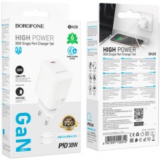 Зарядний пристрій BOROFONE BN28 Fuente USB-C PD30W + cable USB-C to USB-C White (6941991120312) - Фото