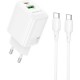 Зарядний пристрій BOROFONE BN29 Fuente 1xUSB-C PD30W + 1xUSB QC 3.0 + cable USB-C to USB-C White