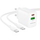Зарядний пристрій BOROFONE BN29 Fuente 1xUSB-C PD30W + 1xUSB QC 3.0 + cable USB-C to USB-C White