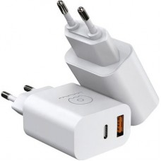 Зарядний пристрій WUW C172 1xUSB-C PD20W + 1xUSB QC3.0 18 White (з172W) - Фото