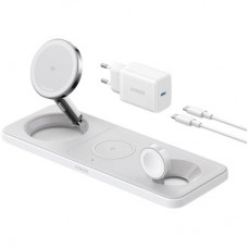 Зарядное устройство Anker MagGo Wireless Charging Station 15W 3-in-1 Pad White (B25M1321) - Фото