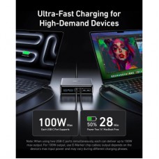 Зарядний пристрій Anker GaNPrime 200 W 4xUSB-C PD + 2xUSB-A Black (A2683341) - Фото