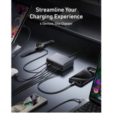 Зарядний пристрій Anker GaNPrime 200 W 4xUSB-C PD + 2xUSB-A Black (A2683341) - Фото