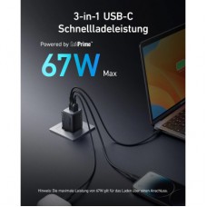 Зарядний пристрій Anker GaNPrime 67 W 2xUSB-C PD + 1xUSB-A Black (A2669313) - Фото