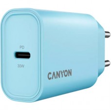 Зарядний пристрій Canyon 30CL OnCharge USB-C PD30W Light Blue (CNE-CHA30CLLBL) - Фото