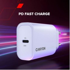 Зарядний пристрій Canyon 30CL OnCharge USB-C PD30W Purple (CNE-CHA30CLPU) - Фото