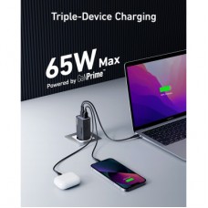 Зарядний пристрій Anker PowerPort 735 GaNPrime 65 W 2xUSB-C PD + 1xUSB-A PIQ PPS/DPDS (A2668311) - Фото