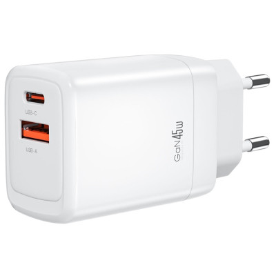 Зарядний пристрій XO CE16 67.5W USB-C PD45W + USB-A QC 22.5 W White (CE16_White)