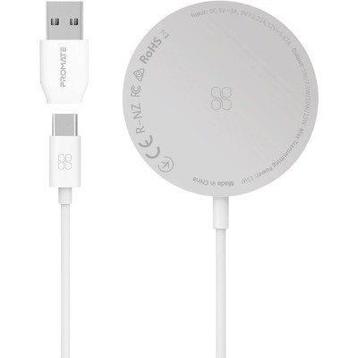 Зарядний пристрій Promate wireless charger auramag-15w silver (auramag-15w.silver)