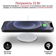 Зарядний пристрій Promate wireless charger auramag-15w silver (auramag-15w.silver) - Фото