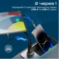 Зарядное устройство Promate drivegear-pd33 USB-C PD33W + USB-A QC3.0 Black (drivegear-pd33) - Фото