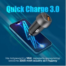 Зарядное устройство Promate drivegear-pd33 USB-C PD33W + USB-A QC3.0 Black (drivegear-pd33) - Фото